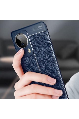 Xiaomi Mi 13 Lite İle Uyumlu Kılıf Deri Görünümlü Silikon Telefon Kılıfı Kapak