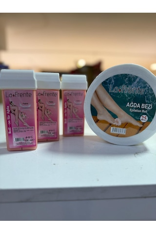 La Frente Pudralı Roll-On Kartuş Ağda 3 x 100 ML + Ağda Bezi Rulo 25 M