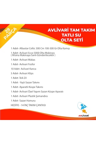 Albastar Celtic 300 Cm 100-300 Gr - Avlivari Ecco 5000 Olta Makinası Tam Takım Tatlı Su Olta Seti-9608
