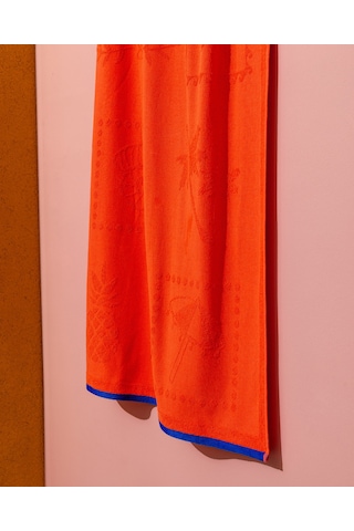 Madame Coco Sorle %100 Pamuk Plaj Havlusu - Turuncu - 70x150 Cm 8684427222843 Turuncu