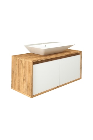 Banos Roomart Ayaksız 2 Kapaklı Lavabolu Ahşap-Mat Beyaz Mdf 100. Beyaz