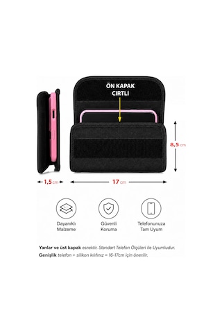 Exenar - Siyah - Kemer Kılıf İphone 12 13 14 15 16 17 Pro Max-iphone 14 15 16 Plus Cırt Kapaklı Lastikli Bel Kılıfı