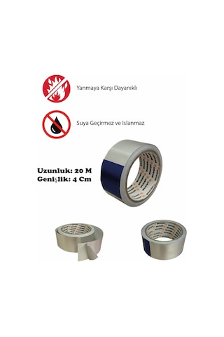 20 Metre Alüminyum Yanmaz Folyo Bant Tamir Soba Boru Bandı Folyo Bant Su Sızdırmaz 20 Metre 40mm