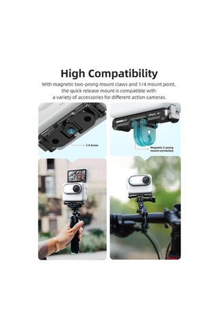 Novahub Geeksen Amagisn Ag11 Hızlı Çıkışlı Kamera Aparatı - Insta360 Go3 Uyumlu, Siyah Yeni Tasarım Siyah