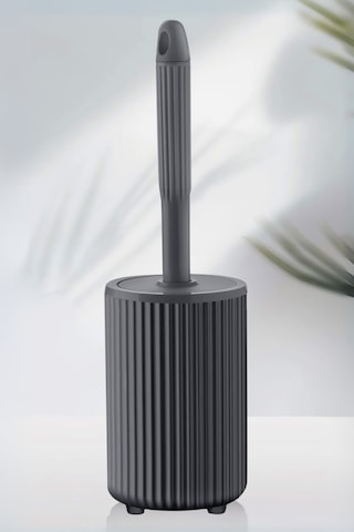 Flora Yuvarlak Tuvalet Fırçalık, Klozet Banyo Wc Temizlik Fırçası Gri