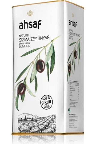 Ahsaf Soğuk Sıkım Naturel Sızma Zeytinyağı Teneke 5 L Ahsaf Soğuk Sıkım Naturel Sızma Zeytinyağı Teneke 5 L
