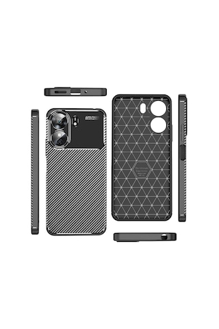 Xiaomi Poco C65 İle Uyumlu Kılıf Focus Karbon Tasarım Telefon Kılıfı Kapak