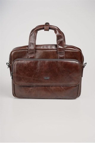 Ççs 71471 Hakiki Deri Evrak Çantası Kahve