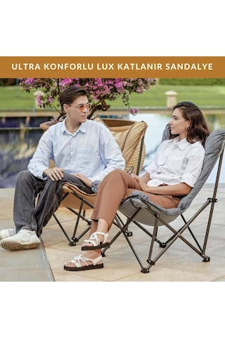 Kingcamp Lemon Lux Ultra Konforlu Kamp Sandalyesi Brown Açık Kahverengi