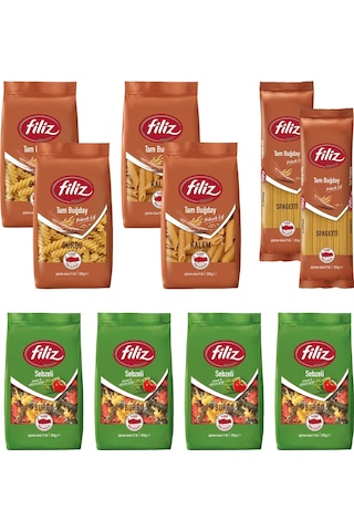 Filiz Tam Buğdaylı Ve Sebzeli Makarna 350 Gr 10 Lu Karma Paket