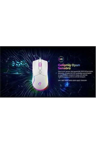 North Air White Rgb Kablolu Profesyonel Oyuncu Mouse Diğer