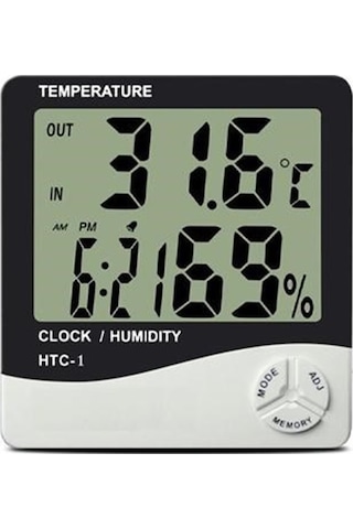 River World Nem Ölçer Higrometre Masa Üzeri Dijital Termometre Saat Bebek Odası