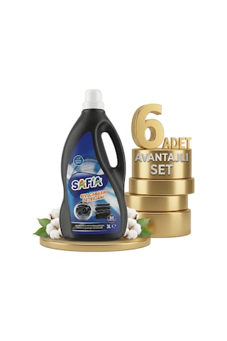Safia Bitkisel Sıvı Çamaşır Makine Deterjanı Siyahlar 6x3 Lt 3 L