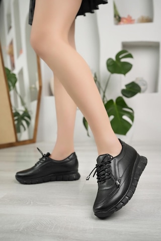 Nesil Shoes Acr 40 Siyah Lastik Bağlı Kadın Ayakkabı-siyah Siyah