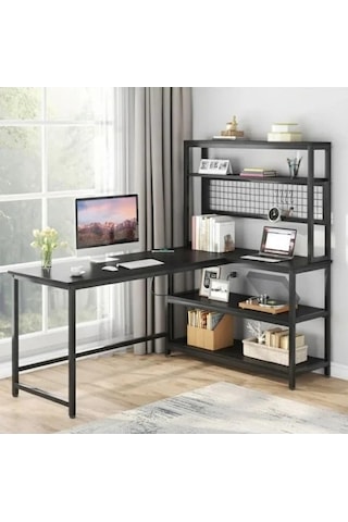 8912 160 Cm Oyuncu Masası Çalışma Masası Bilgisayar Masası Ders Laptop Siyah Abanoz - Beyaz