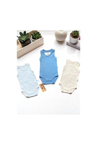 Altıntaş Baby Caramell Yumuşak Ve Nefes Alabilen %100 Pamuk 3'lü Body Set Erkek Bebek Mavi Mavi