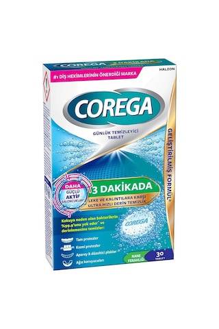 Corega 3 Dakikada Protez Temizleyici Tablet 30'lu
