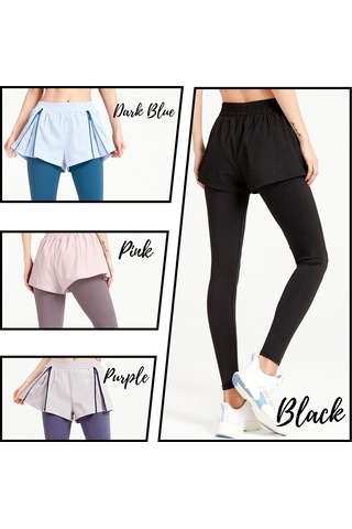 Skycity Esnek Bel Bantlı, Nefes Alabilen Ve Hızlı Kuruyan 2 Si 1 Arada Kadın Spor Taytı Yoga, Koşu Ve Fitness İçin Koyu Mavi