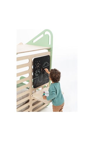 Sleepy Montessori Karyola 90x190 Cm Yatak Mint Salıncak Masa Yazı Tahtası Kaydırak Tırmanma Tahtası