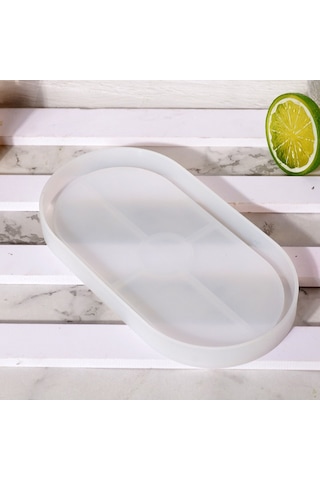 Silikon Kalıp Taş Tozu İthal Dekoratif Orta Boy Oval Tabak Kalıbı Parafin Mum Epoksi Hb80-0185