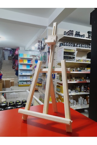 Masa Üstü Çam Ağacından Şövale 49 22cm Ebatı Ayak Açıklığı 19cm