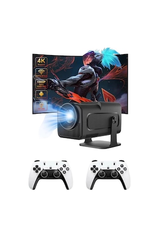 Hepsi Çift Kollu Game Box Projeksiyon Cihazı Kumandalı Android Tv Dahili Hoparlör Yeni Nesil Najmaddin