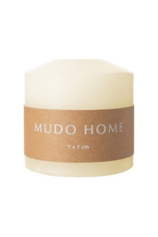 Mudo Home Sütun Mum Krem 7x7cm Ekru