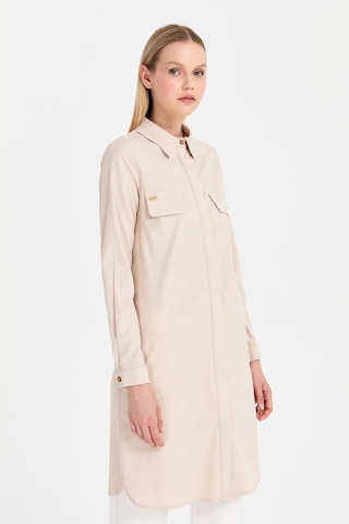 Cep Kapağı Aksesuarlı Tunik Bej Krem