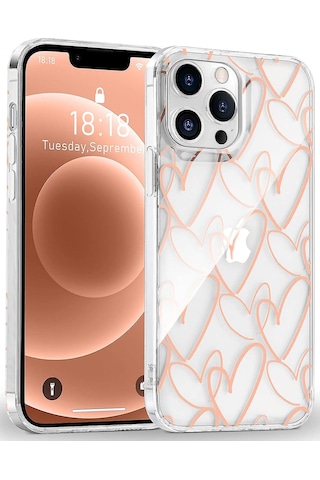 Telefon Kılıfı Şeffaf Sevimli Kız Kadın Lüks Kalp Şeffaf İnce İnce Silikon Tampon Sert Arka Koruyucu Telefon Kılıfı İphone Uyumlu 13 Pro Max İçin