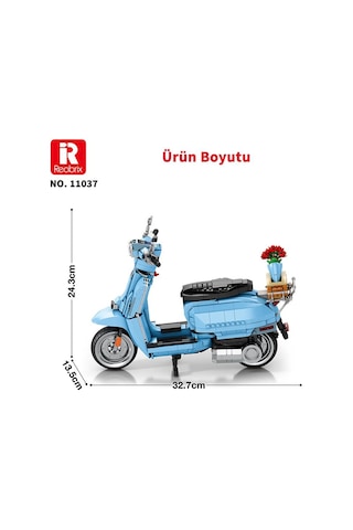 Reobrix Creator 11037 Retro Scooter Lambretta V200 Special Mavi Yaratıcı Yapı Blok Seti Building Blocks - 1169 Parça