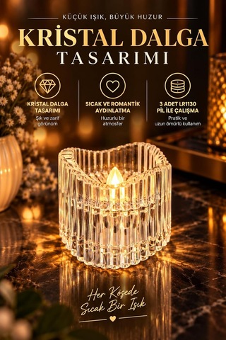 7 Adet Kristal Dalga Led Dekoratif Işık Pilli Masa Lambası 3303 Diğer