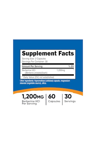 Nutricost Berberine Hcl 1200mg , 60 Vegetarian Capsules Weight Ma