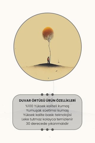 Yalnızlık Ağacı Desenli Duvar Halısı Duvar Örtüsü Tapestry Süet Dokulu Kumaş