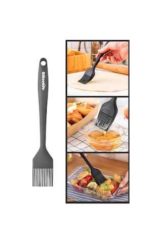 Silicolife Yumurta Fırçası, Isıya Dayanıklı Yanmaz Yapışmaz Tek Parça Silikon Fırça 21cm Antrasit