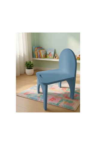 Montessori Mdf Çocuk Sandalyesi, Modern Tasarım, Güvenli Ve Dayanıklı Ahşap Çocuk Sandalyesi Mavi