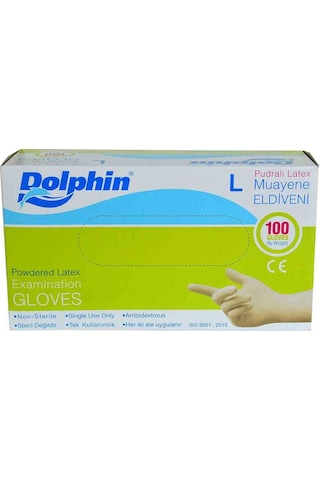 Pudralı Beyaz Latex Muayene Eldiveni Büyük Boy L 100 Lü Paket