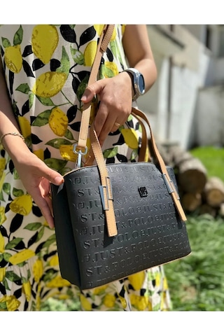 Just Polo Kadın Orijinal Just Polo 5 Bölmeli Şık El Ve Omuz Çantası Shoulder Bag 26 X 24 Siyah Camel