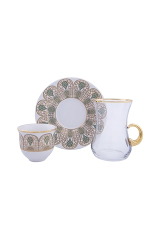 Decorium 18 Parça Kulplu Çay ve Mırra Takımı Hürrem M02028 Şeffaf