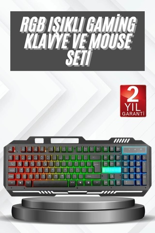 Işıklı Q Klavye Mouse Seti Siyah Klavye 42359980