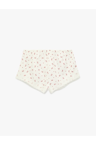 Koton Rahat Kesim Fiyonk Baskılı Dantel Detaylı Mini Pijama Altı Kırmızı Desenli 6slk80003mw Kırmızı