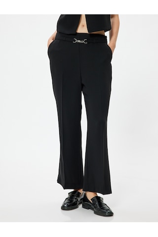 Koton Culotte Kumaş Pantolon Cepli Metal Aksesuar Detaylı Siyah 5wak40014ew Siyah