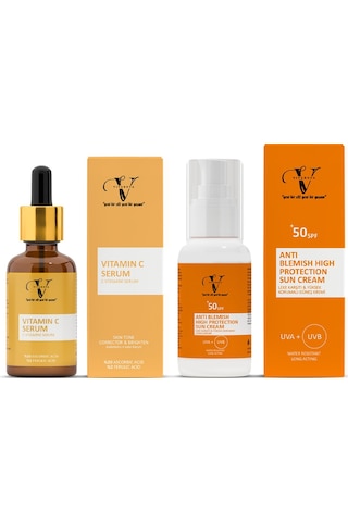 Vitanova Vitamin C Serum 30 ML + Leke Karşıtı Güneş Kremi SPF50+ 50 ML