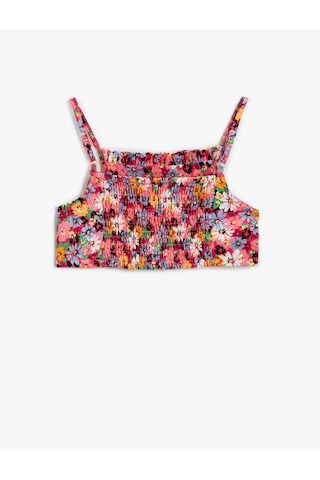 Koton Çiçekli Crop Bluz Askılı Pembe Desenli 2skg60002ew Pembe