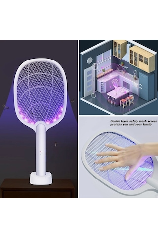 Şarjlı Sinek Öldürücü Masaüstü Standlı,mor Işık Sinek Kovucu Rake