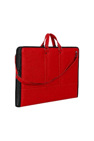Lexroo 40x55 Cm Suni Deri Profesyonel Resim Proje Çantası Kırmızı