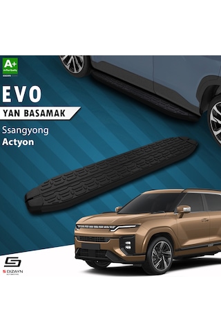 S-dizayn Ssangyong Actyon Evo Siyah Yan Basamak 183 Cm 2024 Üzeri A+ Kalite