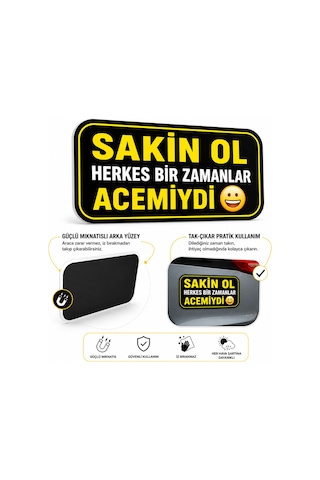 Mega Oto Market Acemi Şoför - Acemi Sürücü Magneti Tak Çıkar Manyetik Araba Bagaj Uyarı Levhası - Sakin Ol Herkes Bir Zamanlar Acemiydi
