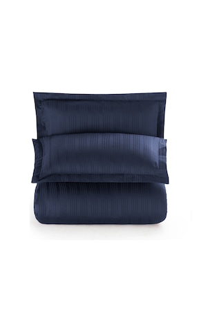 Pierre Cardin Çizgili Saten Nevresim Takımı Çift Kişilik Voyage İndigo