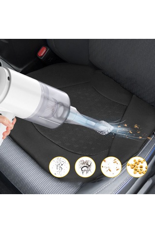 Springsun Araç Ve Ev İçin İkili Fonksiyonlu Süpürge: Süpürme/ventilatör, Kablosuz, 2000pa Emme Gücü, 1500mah Pil, Beyaz