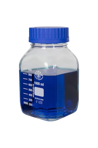 Simax Kare Otoklav Cam Şişe Geniş Ağız 1000ml Kapaklı Şişe